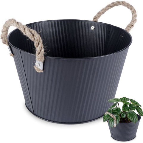 Osłonka na doniczkę metalowa czarna 25x15 cm Osłonka na doniczkę metalowa czarna 25x15 cm