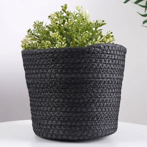 Osłonka na doniczkę pleciona czarna 19x15,5 cm Osłonka na doniczkę pleciona czarna 19x15,5 cm