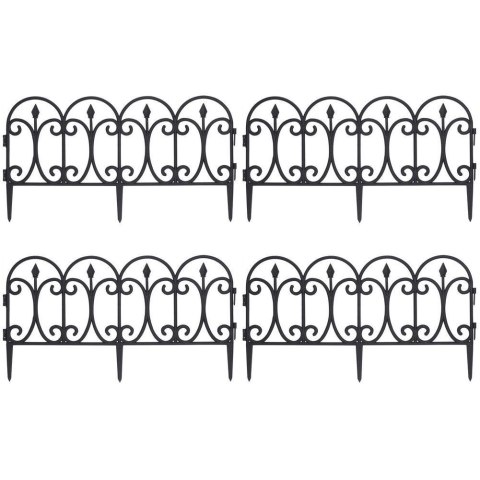 Palisada płotek ogrodowy czarny border zestaw 4 szt. 60x33 cm Palisada płotek ogrodowy czarny border zestaw 4 szt. 60x33 cm