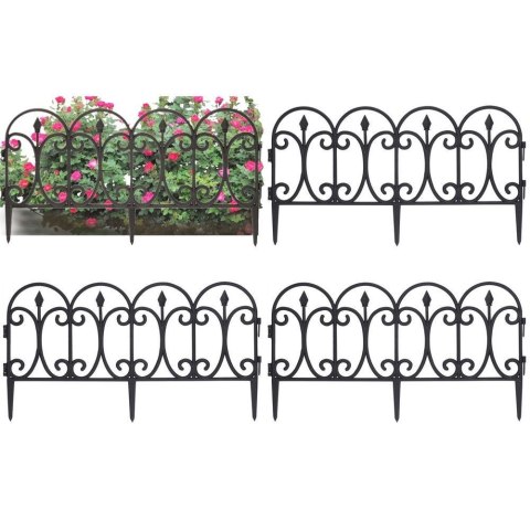 Palisada płotek ogrodowy czarny border zestaw 4 szt. 60x33 cm Palisada płotek ogrodowy czarny border zestaw 4 szt. 60x33 cm