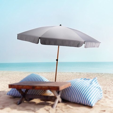 Parasol plażowy ogrodowy regulowany szary 200 cm Parasol plażowy ogrodowy regulowany szary 200 cm