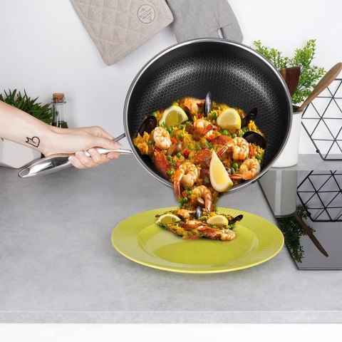 Patelnia stalowa nieprzywierająca premium COOKCELL HYBRYD 28 cm głęboka Patelnia stalowa nieprzywierająca premium COOKCELL HYBRYD 28 cm głęboka