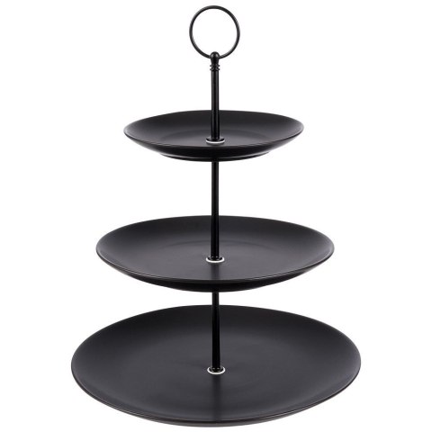 Patera 3-poziomowa porcelanowa czarna 34 cm Patera 3-poziomowa porcelanowa czarna 34 cm