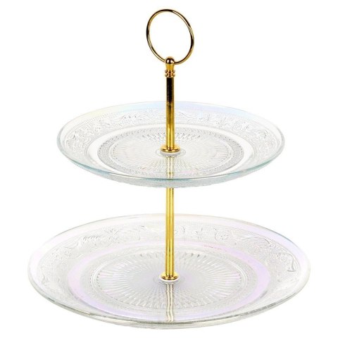 Patera Dekoracyjny Szklana 2-Piętrowa Stojak na Ciasto Przekąski ORION 24cm