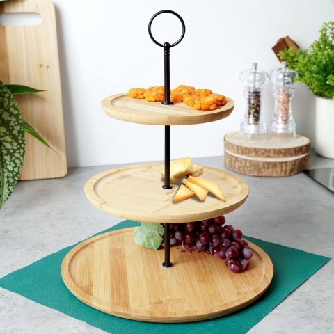 Patera bambusowa drewniana 3-poziomowa piętrowa na ciastka ciasto owoce przystawki Patera bambusowa drewniana 3-poziomowa piętrowa na ciastka ciasto owoce przystawki