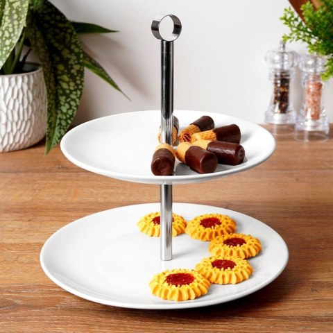 Patera porcelanowa 2-piętrowa poziomowa porcelanowa na ciastka ciasto owoce desery Patera porcelanowa 2-piętrowa poziomowa porcelanowa na ciastka ciasto owoce desery