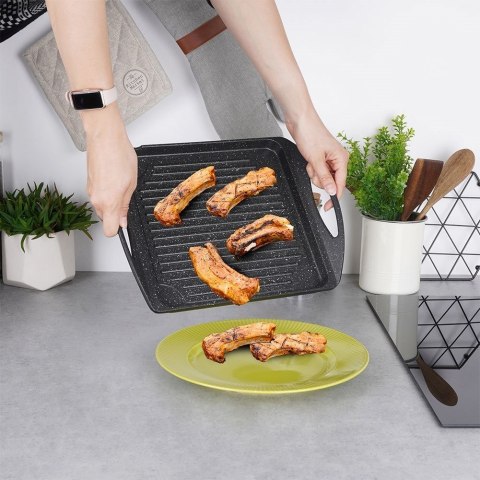 Płyta grillowa granitowa patelnia do grillowania smażenia prostokątna GRANDE 34x26,5 cm Płyta grillowa granitowa patelnia do grillowania smażenia prostokątna GRANDE 34x26,5 cm