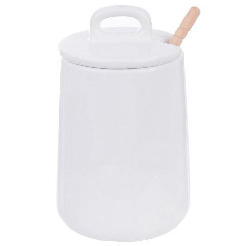 Pojemnik porcelanowy na miód do miodu z pokrywką i łyżeczką pałką 470 ml Pojemnik porcelanowy na miód do miodu z pokrywką i łyżeczką pałką 470 ml