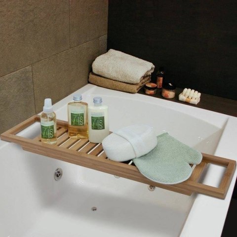 Półka łazienkowa bambusowa na wannę z uchwytami spa Półka łazienkowa bambusowa na wannę z uchwytami spa