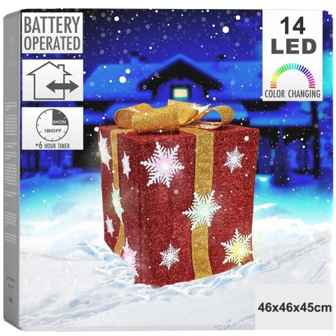 Prezent świecący czerwony 14 LED 46 cm Prezent świecący czerwony 14 LED 46 cm