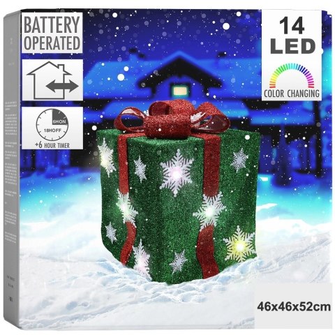 Prezent świecący zielony 14 LED 46 cm Prezent świecący zielony 14 LED 46 cm