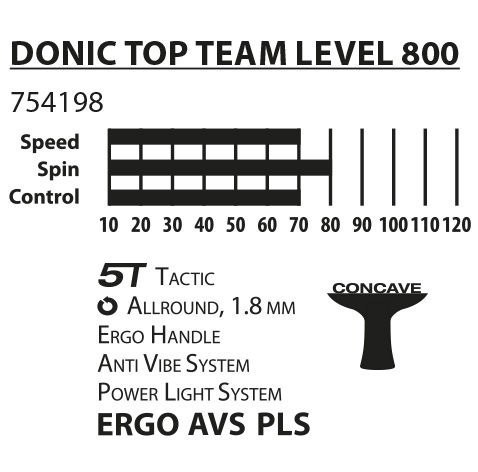 Rakietka do Tenisa Stołowego DONIC TOP TEAM 800 Rakietka do Tenisa Stołowego DONIC TOP TEAM 800