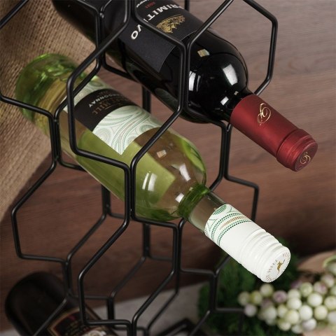 Stojak metalowy czarny wino regał szafka półka na wina 8 butelek 23x11x48 cm Stojak metalowy czarny wino regał szafka półka na wina 8 butelek 23x11x48 cm