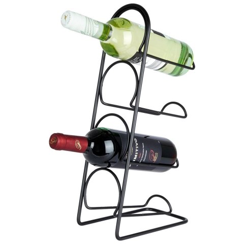 Stojak na wino metalowy czarny 4 butelki 21x12x43 cm Stojak na wino metalowy czarny 4 butelki 21x12x43 cm