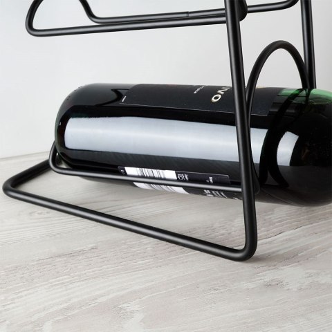 Stojak na wino metalowy czarny 4 butelki 21x12x43 cm Stojak na wino metalowy czarny 4 butelki 21x12x43 cm