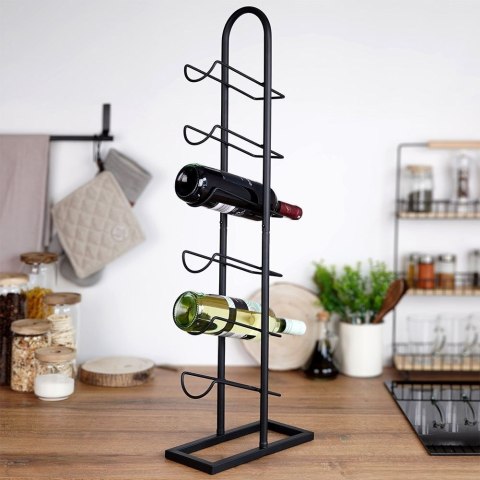 Stojak na wino metalowy czarny 6 butelek 27x13x84,5 cm Stojak na wino metalowy czarny 6 butelek 27x13x84,5 cm