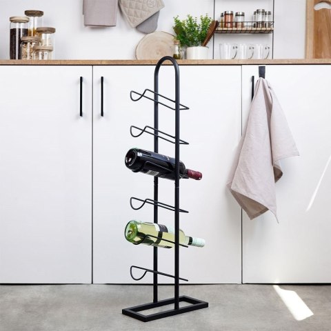 Stojak na wino metalowy czarny 6 butelek 27x13x84,5 cm Stojak na wino metalowy czarny 6 butelek 27x13x84,5 cm