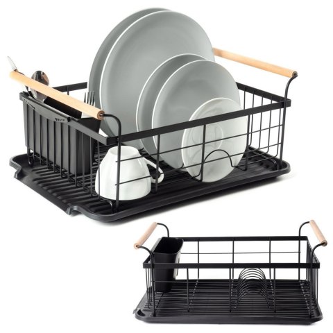 Suszarka na naczynia czarna ociekacz do naczyń metalowy 42,5x29,5x19 cm Suszarka na naczynia czarna ociekacz do naczyń metalowy 42,5x29,5x19 cm