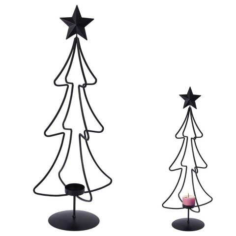 Świecznik choinka na tealight metalowy podstawka pod świeczkę czarny loft święta 55 cm Świecznik choinka na tealight metalowy podstawka pod świeczkę czarny loft święta 55 cm