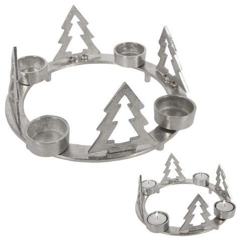 Świecznik na 4 tealight podstawka pod świeczkę aluminiowy święta choinka 4 sztuki 25 cm Świecznik na 4 tealight podstawka pod świeczkę aluminiowy święta choinka 4 sztuki 25 cm