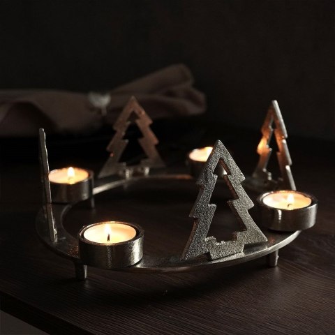 Świecznik na 4 tealight podstawka pod świeczkę aluminiowy święta choinka 4 sztuki 25 cm Świecznik na 4 tealight podstawka pod świeczkę aluminiowy święta choinka 4 sztuki 25 cm