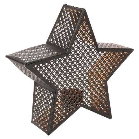 Świecznik na świeczkę tealight aluminiowy złoty czarny gwiazda 21x20 cm Świecznik na świeczkę tealight aluminiowy złoty czarny gwiazda 21x20 cm
