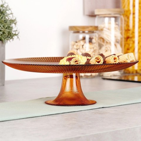 Szklana Patera na Tort Ciasto na Nóżce Szklana Stojak na Ciasto ORION 28 cm