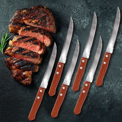 Sztućce noże do steków pizzy burgerów grilla grillowe zestaw komplet noży 6 sztuk Sztućce noże do steków pizzy burgerów grilla grillowe zestaw komplet noży 6 sztuk