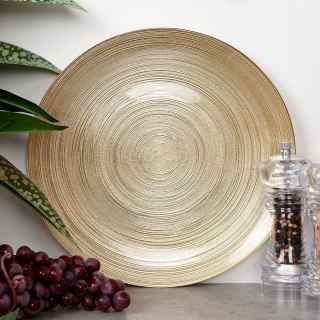 Talerz obiadowy płaski płytki duży szklany złoty 28 cm