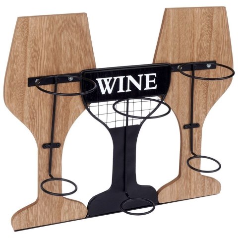 Wieszak na butelki wina drewniany metalowy 40x11x35 cm Wieszak na butelki wina drewniany metalowy 40x11x35 cm