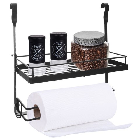 Wieszak na ręcznik papierowy metalowy czarny uchwyt kuchenny reling półka na przyprawy Wieszak na ręcznik papierowy metalowy czarny uchwyt kuchenny reling półka na przyprawy