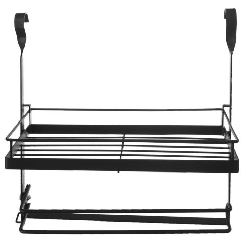 Wieszak na ręcznik papierowy metalowy czarny uchwyt kuchenny reling półka na przyprawy Wieszak na ręcznik papierowy metalowy czarny uchwyt kuchenny reling półka na przyprawy