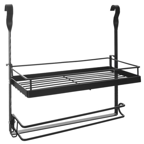 Wieszak na ręcznik papierowy metalowy czarny uchwyt kuchenny reling półka na przyprawy Wieszak na ręcznik papierowy metalowy czarny uchwyt kuchenny reling półka na przyprawy