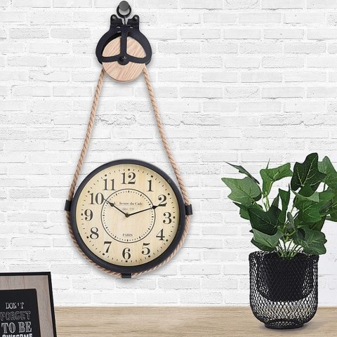 ZEGAR ŚCIENNY METALOWY NA SZNURZE LINIE LOFT RETRO ZEGAR ŚCIENNY METALOWY NA SZNURZE LINIE LOFT RETRO