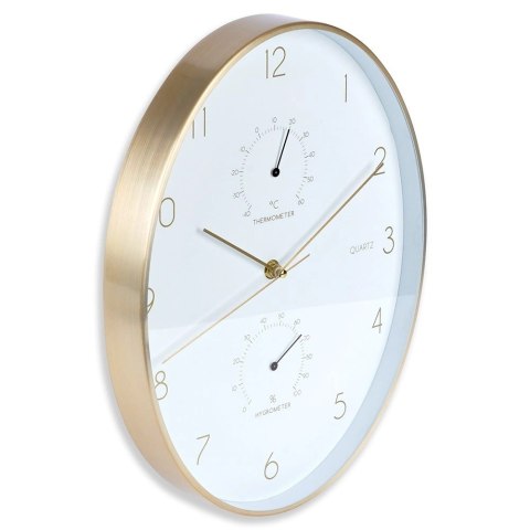 Zegar ścienny biały złoty z termometrem higrometrem 27x34,5 cm Zegar ścienny biały złoty z termometrem higrometrem 27x34,5 cm