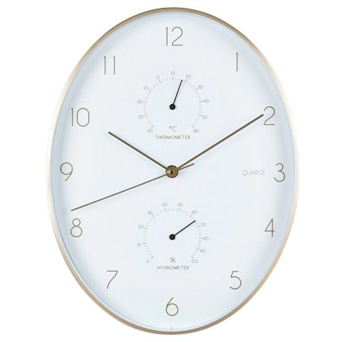Zegar ścienny biały złoty z termometrem higrometrem 27x34,5 cm Zegar ścienny biały złoty z termometrem higrometrem 27x34,5 cm