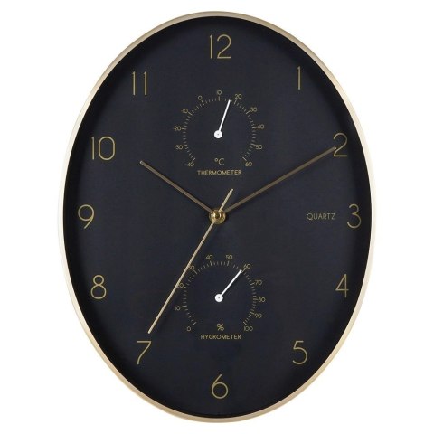 Zegar ścienny czarny złoty z termometrem higrometrem 27x34,5 cm Zegar ścienny czarny złoty z termometrem higrometrem 27x34,5 cm