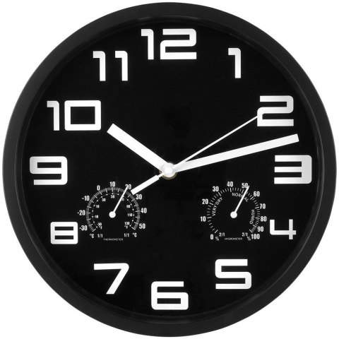 Zegar ścienny z termometrem i higrometrem czarny 25 cm Zegar ścienny z termometrem i higrometrem czarny 25 cm