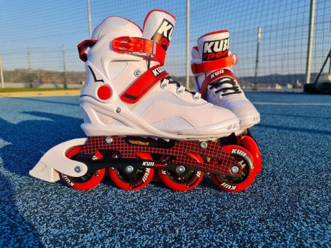 Rolki Damskie Męskie Białe Kauczukowe Solidne z Hamulcem KUBISPORT roz. 42