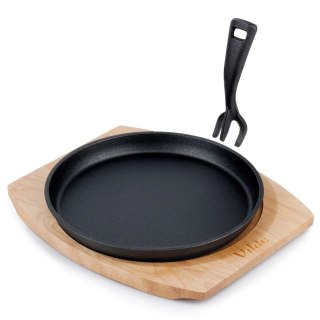 Żeliwna Patelnia do Smażenia Grillowania z Deską do Serwowania VILDE 22 cm