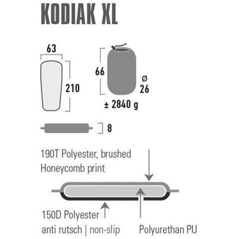 Mata Samopompująca High Peak Kodiak XL 210x63x8 41131 Mata Samopompująca High Peak Kodiak XL 210x63x8 41131