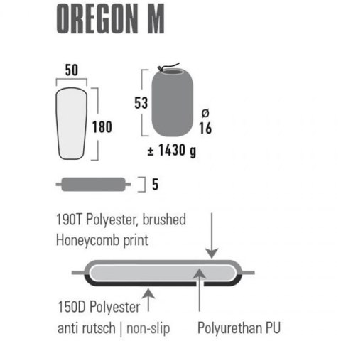 Mata Samopompująca High Peak Oregon M 180x50x5 41124 Mata Samopompująca High Peak Oregon M 180x50x5 41124