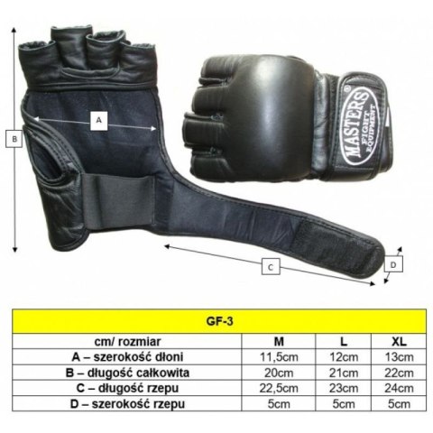 Rękawice do MMA Masters GF-3 M 0127-02M Rękawice do MMA Masters GF-3 M 0127-02M