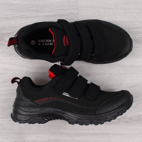 Buty trekkingowe na rzepy American Club W AM838A czarno-czerwone Buty trekkingowe na rzepy American Club W AM838A czarno-czerwone