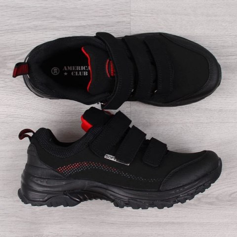 Buty trekkingowe na rzepy American Club W AM838A czarno-czerwone Buty trekkingowe na rzepy American Club W AM838A czarno-czerwone