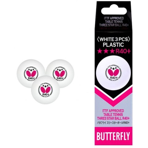 Piłeczki do tenisa stołowego Butterfly R40+ *** 3 szt S924903 Piłeczki do tenisa stołowego Butterfly R40+ *** 3 szt S924903