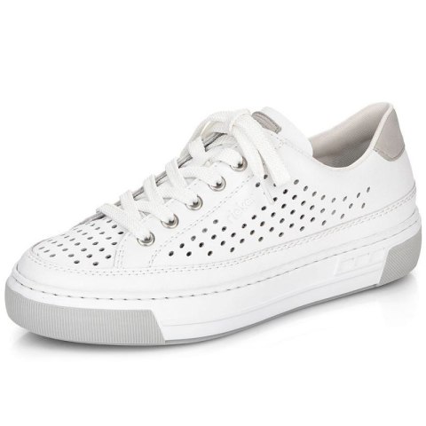 Skórzane buty ażurowe Rieker W RKR642 białe