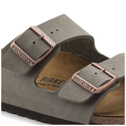 Klapki damskie/męskie Birkenstock Arizona Birko-Flor Nubuck Stone regular szerokie szare (0151211)