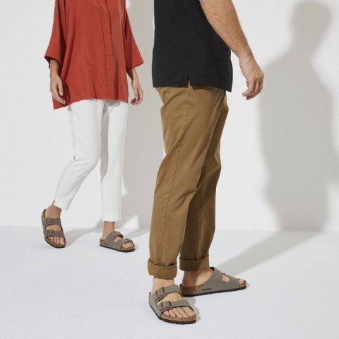 Klapki damskie/męskie Birkenstock Arizona Birko-Flor Nubuck Stone regular szerokie szare (0151211)