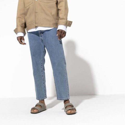 Klapki damskie/męskie Birkenstock Arizona Birko-Flor Nubuck Stone regular szerokie szare (0151211)